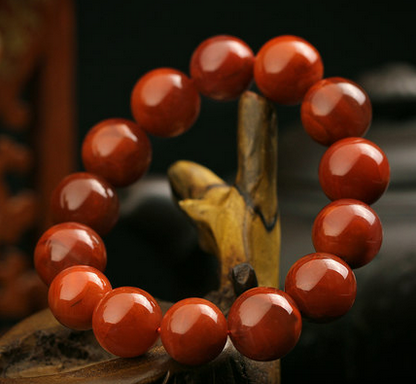 南红玛瑙手链 男女款南红手串满肉柿子红火焰纹11-15MM