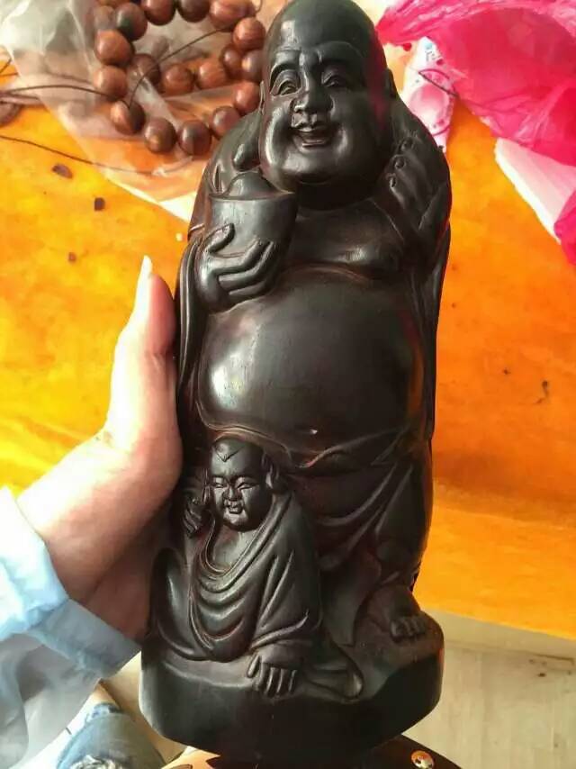 印度小叶紫檀弥勒佛摆件雕刻佛象