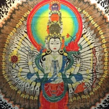 千手观音 手绘蜡染画 布艺壁挂画 工艺品 客厅装饰品