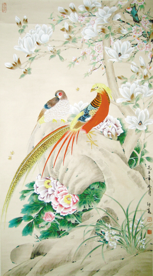 《锦鸡玉兰图》 《锦鸡玉兰图》