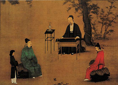 宋代 赵佶 《听琴图》 宋代 赵佶 《听琴图》